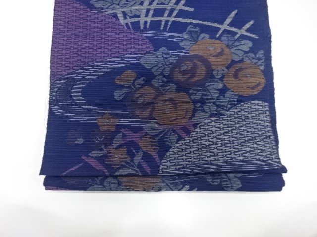  アンティーク　流水に万寿菊模様織り出し名古屋帯（着用可）